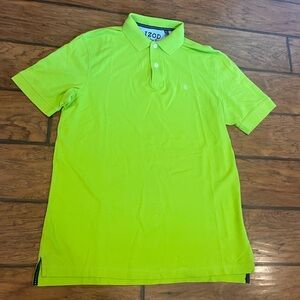 Izod polo shirt men’s Medium neon green Heritage comfort cotton bright nice!